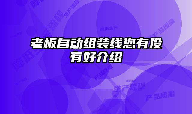 老板自動(dòng)組裝線(xiàn)您有沒(méi)有好介紹
